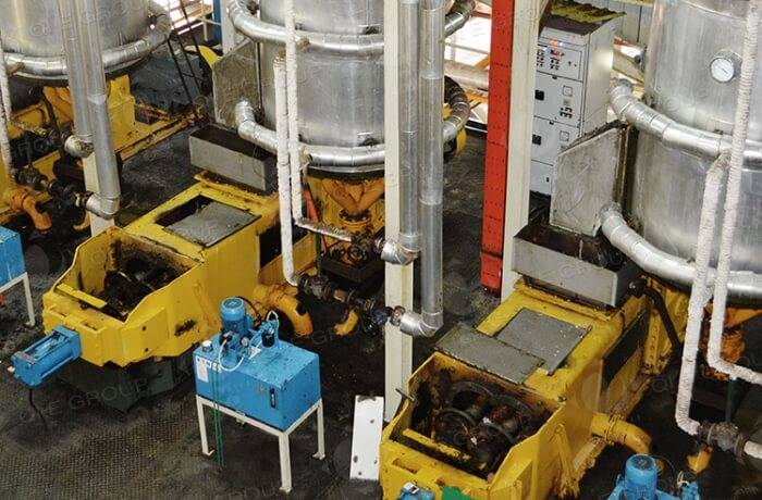 pressing section of palm oil processing mill